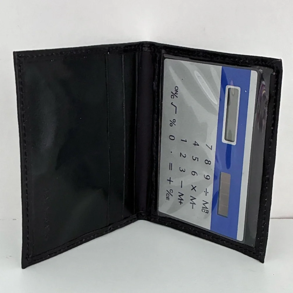 NWOT Mens Black Leather Bifold Card Case Wallet